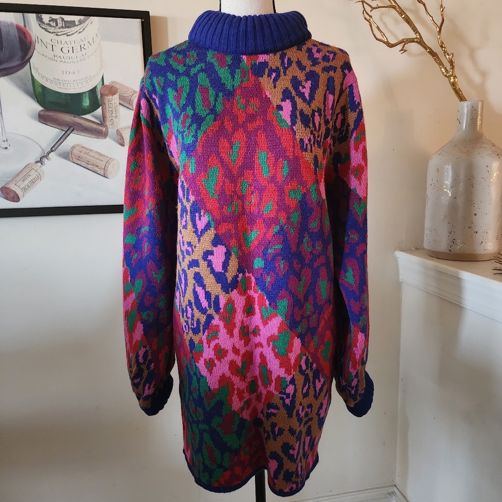 🔥FARM Rio Mixed Leopard Pop Sweater Dress - Picture 3 of 17
